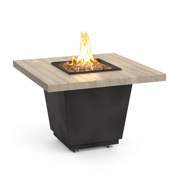 American Fyre Design Reclaimed Wood Cosmo Square Firetable Blazzing Fire 